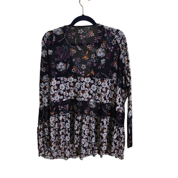 Free People Isabelle Floral Bohemian Oversized Long Sleeve Tunic Top Size XS - Picture 3 of 8